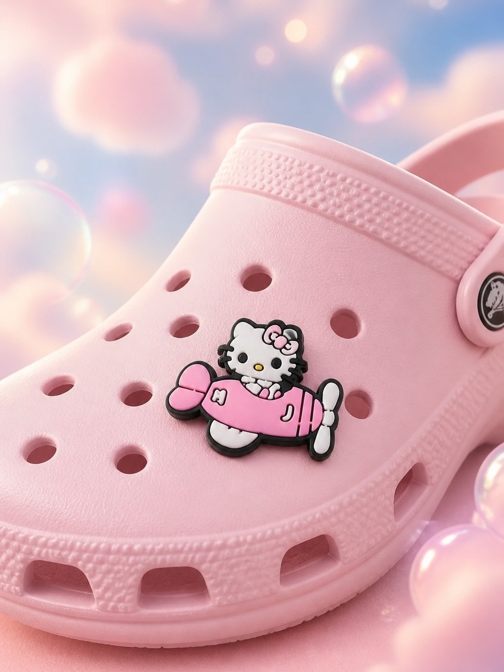 Hello Kitty Pink Airplane Croc Shoe Charm Kawaii Pilot Travel Cute Accessory
